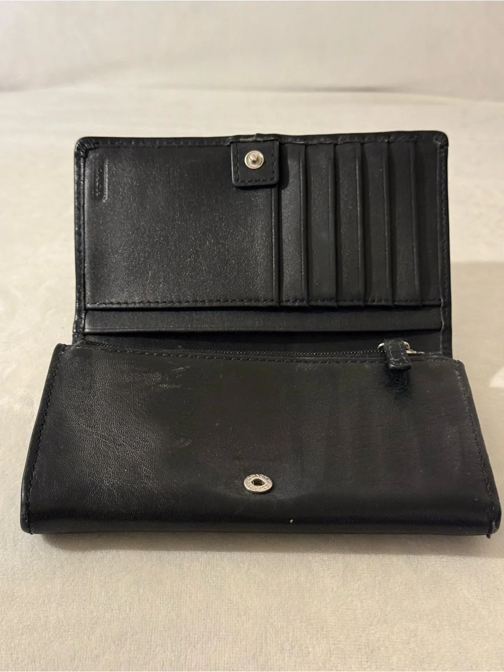 Coach Black Leather Horse & Carriage Continental Wallet